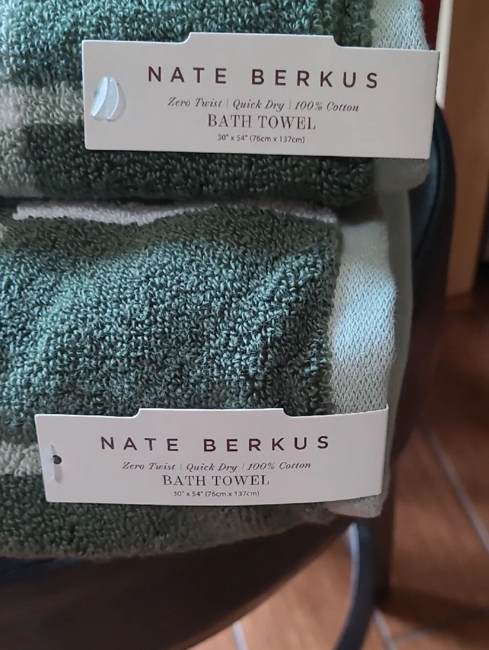 Nate Berkus Forest Green and White Plaid Towel Set